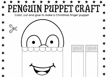 Printable Paper Penguin Christmas Puppet - Festive DIY Craft for Kids